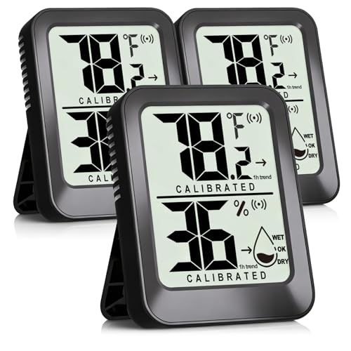 3 Pack Room Thermometer Indoor Hygrometer Digital Mini Humidity Meter Gauge with Temperature and Humidity Monitor Sensor for House, Pet, Plant, Incubator - Battery Included - color: Mini Temperature Humidity Meter 3 Pack - Black