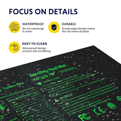 iPower 48"x20.75" Seedling Heat Mat and Digital Thermostat Combo Set, Warm Hydroponic Heating Pad for Germination, Indoor Gardening, Greenhouse - size: 48" x 20.75"-New, style: with Controller