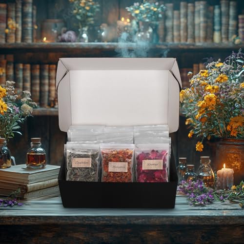 HNSHAG 30pcs Witchcraft Supplies Herbs Witch Stuff Spell Kit,Bulk Dried Herb Flowers for Wiccan Rituals,Pagan,Natural Healing Herbal with Spoon,Bell,Witch Gift Starter Set Altar Supplies Decor - size: 30pack