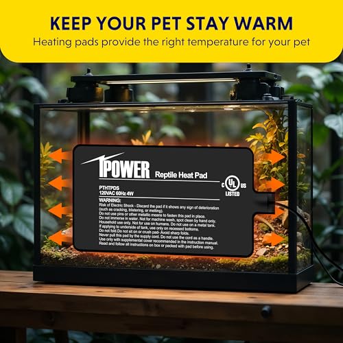 iPower 4x7 Inch Reptile Heating Pad with LCD Digital Aquarium Thermometer, Under Tank Heater Warmer Heat Mat for Turtles, Lizards, Frogs, Snakes - color: Black/Heat Pad + Thermometer, size: 4" x 7"
