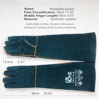 Bite Proof Gloves, Animal Handling Gloves, 24-inch, Cat Scratches Proof | Cactus Gardening Gloves, Grabbing Reptile Bite Resistant XL Size, Green