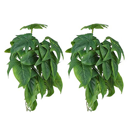 2PCS Artificial Water Plant Simulation Vine Lifelike Plastic Sweet Potato Leaves Decoration with Suction Cup for Fish