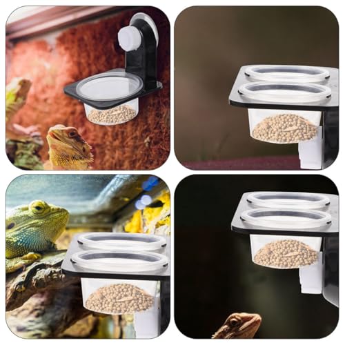 Balacoo Reptile Feeder Bowl with Suction Cup, Hanging Lizard Food Dish, Multi-Function Gecko Feeding Bowl for Terrarium Use, 11pcs Set with Dual Compartments