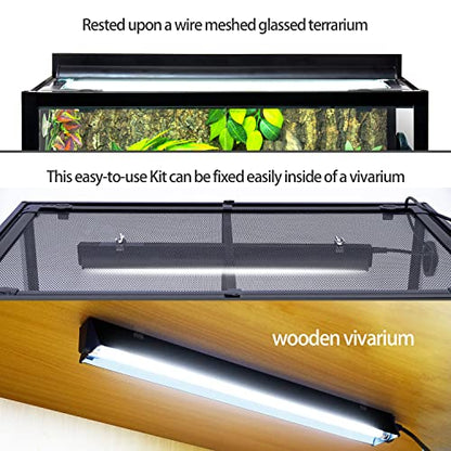 REPTI ZOO 8W Reptile T5 HO UVB Lighting Combo Kit, Light Fixture Reptile Terrarium Hood, with Detachable Curved Reflector and 1pc Desert 10.0 UVB T5 Lamp, ETL certificated