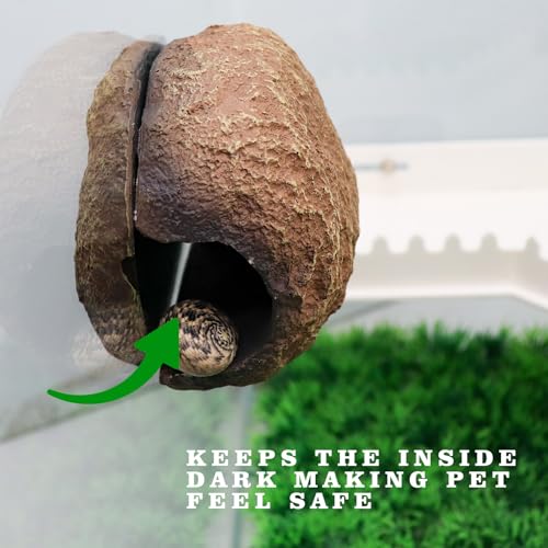 Reptile Tank Accessories – Resin Magnetic Rock Hideout for Hermit Crabs & Small Reptiles, Realistic Cave Décor for Terrariums