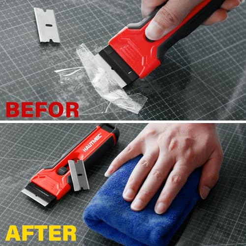 HAUTMEC 100 Pack Single Edge Razor Blades, Heavy Duty Edge Blades, Ultra Sharp, Rust-Resistant,Industrial & DIY Use, Fits most Standard Scraper & Utility Knife, for Removing Decals, Stickers 25029 - style: 100pc Razor Blades