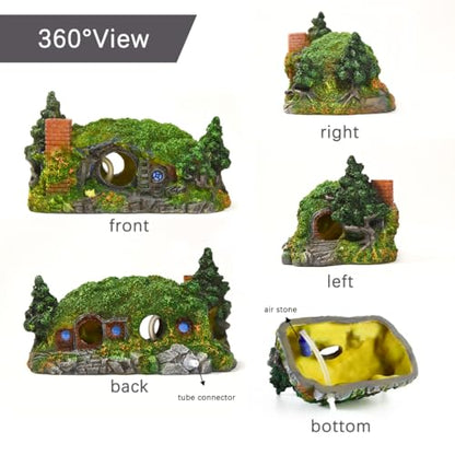 fazhongfa Aquarium Decorations Castle Fish Tank Décor Thematic Ornaments (Hobbit-Small) - size: Hobbit-Small