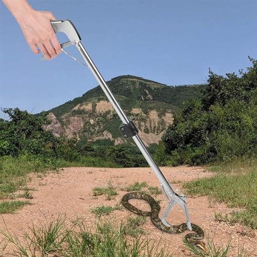 0.75M/1M/1.2M Snake Tongs, Professional Collapsible Stainless Steel Reptile Grabber Rattle Snake Catcher With Self Lockable Handle, Snake Grabber Wide Jaw Handling Tool For Snake Farmers ( Size : 1.2M - size: 1.2M
