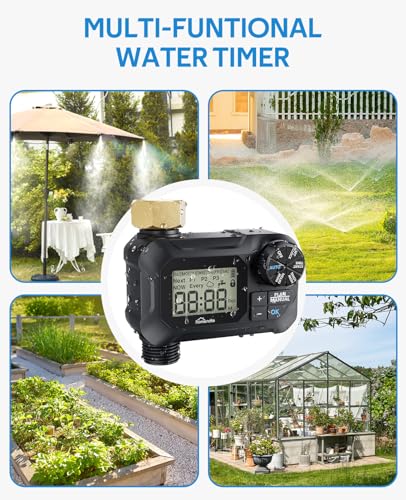 homenote Automatic Misting Cooling System with Timer, 91.8FT Misting Line, 24 Brass Nozzles, and 3/4" Brass Adapter for Patio Cooling and Garden Watering - size: 91.8FT / 28M