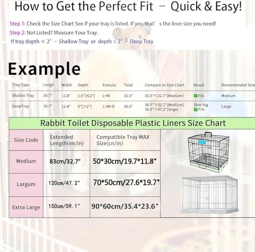 Disposable Cage Liner Bags (100-Pack) – 19'' X 11'' Clear Plastic Rabbit Cage Liners, Leak-Proof Toilet Film for Bunny, Guinea Pig, Hamster, Hedgehog & Small Animals – Universal Crate Tray Covers for - size: 1 Count (Pack of 100)