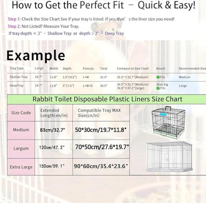 Disposable Cage Liner Bags (100-Pack) – 19'' X 11'' Clear Plastic Rabbit Cage Liners, Leak-Proof Toilet Film for Bunny, Guinea Pig, Hamster, Hedgehog & Small Animals – Universal Crate Tray Covers for - size: 1 Count (Pack of 100)