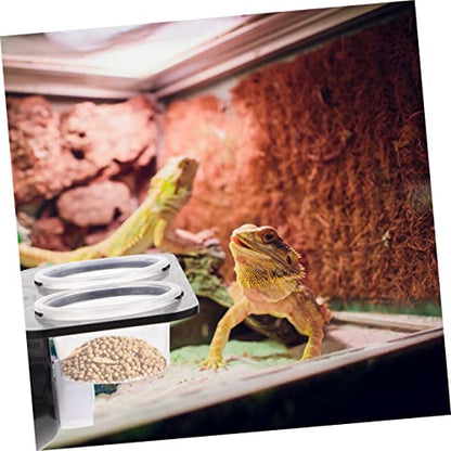Happyyami Gecko Tank Snake Water Bowl Bearded Dragon Terrarium Lizard Feeding Ledge Reptile Water Feeder Tank Supplies