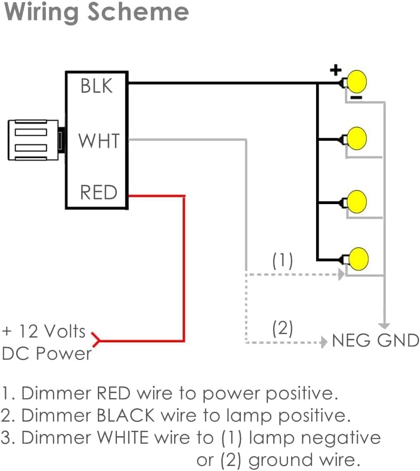 12V Light Dimmer, RV Boat Dimmer Switch High Side PWM Rotary Dimming Switch for Camper Van Travel Trailer Truck Lighting Fixtures, Strip Lights, Puck Lights, Awning Lights - color: 4A, 3 wire