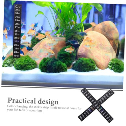 PRETYZOOM 2Pcs Fish Tank Thermometer Sticker Strip Color Changing Temperature Indicator for Aquariums Easy to Read Safe and Convenient for Fish Tanks and Reptiles