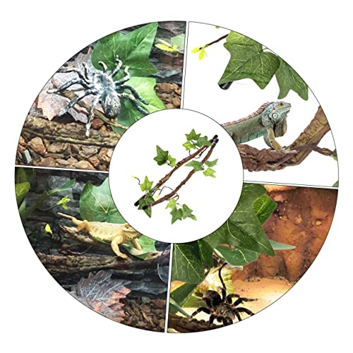 COLLBATH 2Pcs Simulation Rattan Vines for Reptile Habitat Decor Durable Creeper Vines with Suction Cups for Lizards Geckos Chameleons and More