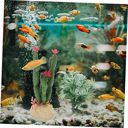 BESPORTBLE Lifelike Artificial Cactus Plant Aquarium Ornament Plastic Succulent Decor for Fish Tank Low Maintenance No Fade Faux Cactus Easy to Clean Reptile Terrarium Decoration Home and