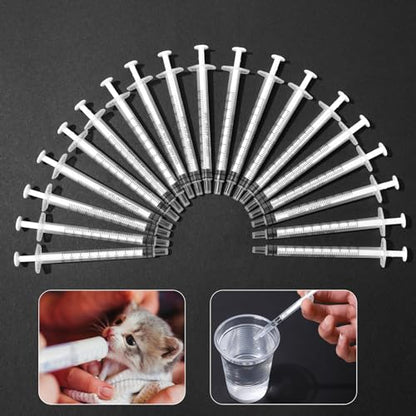 20 Pack 1ml Syringe for Liquid, 1cc Plastic Small Syringes for Scientific Labs, Measuring Liquids, Feeding Pets, Medical Student, Oil or Glue Applicator, Non-Sterile, No Needle - size: 1ml Syringes-20pcs