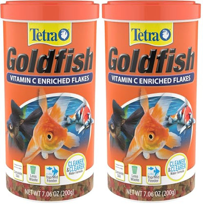 Tetra Goldfish Flakes, Nutritionally Balanced Diet for Aquarium Fish, Vitamin C Enriched Flakes, 7.06 oz (Pack of 2) - size: 7.06 Ounce (Pack of 2)