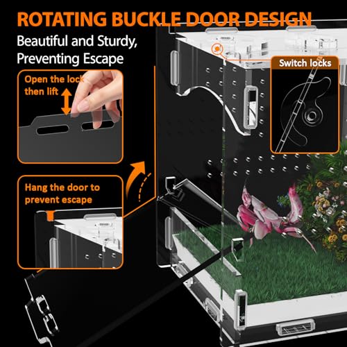 Acrylic Jumping Spider Enclosure, Insect Terrarium, Praying Mantis Habitat, Bug Enclosure, Arboreal Tarantula Enclosure Kit, Reptile Cage, Scorpion Lizard Tank (4.45 * 4.94 * 5.71in)