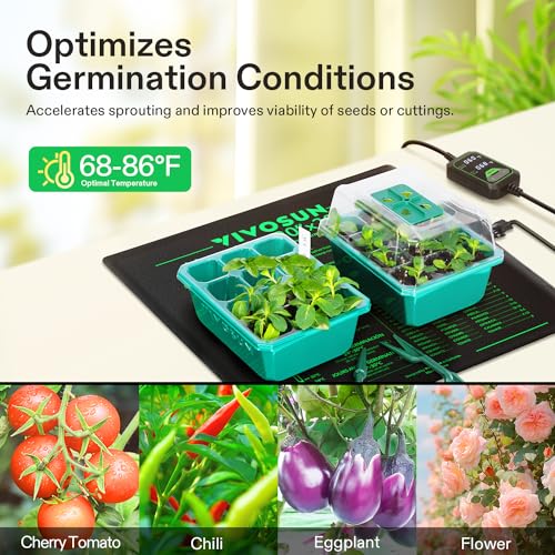VIVOSUN 20"x20.75" Seedling Heat Mat with Built-in Temperature Controller, UL & MET-Certified Waterproof Plant Heating Pad for Germination, Hydroponics, Brewing, Breeding, and Greenhouses - size: 20"x20.75"