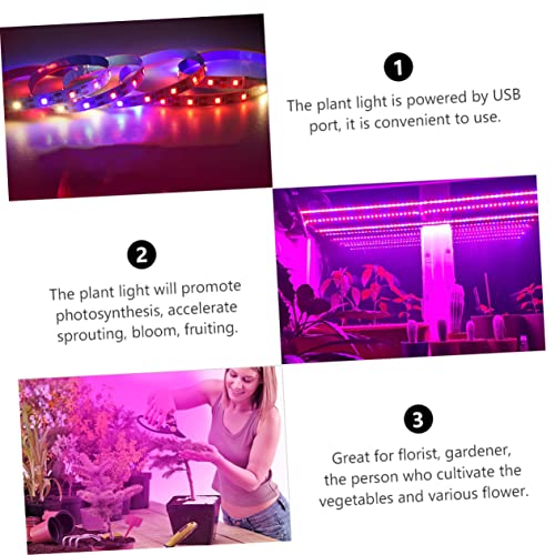 USB LED Grow Light Strips for Indoor Plants Full Range Dimmable 5V Waterproof Plant Growth Lamp Touch Control for Greenhouse Growing