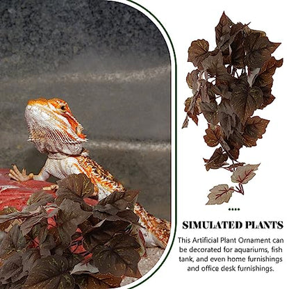 POPETPOP Terrarium Container Plants Habitats Leaves Hanging Terrarium Plant Vines with Suction Cups for Turtle Beared Dragon Hermit Crab Lizards Geckos Snake