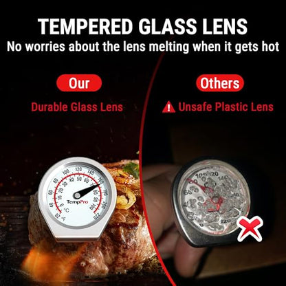 TempPro Dial Instant Read Meat Thermometer for Cooking, Grill Food Thermometer with Glass Lens, Portable Kitchen Thermometer for Liquid, Steak, Turkey Temp Checking (Previously ThermoPro) - size: Analog