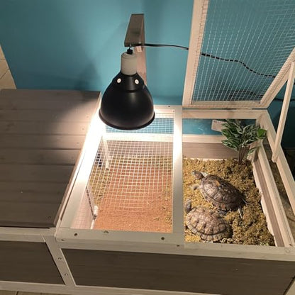 Ketive Tortoise Habitat, Large Wooden Tortoise Enclosure Habitat with No-Leaking Tray Indoor & Outdoor, Reptile Cage for Small Animals TOR02-Grey
