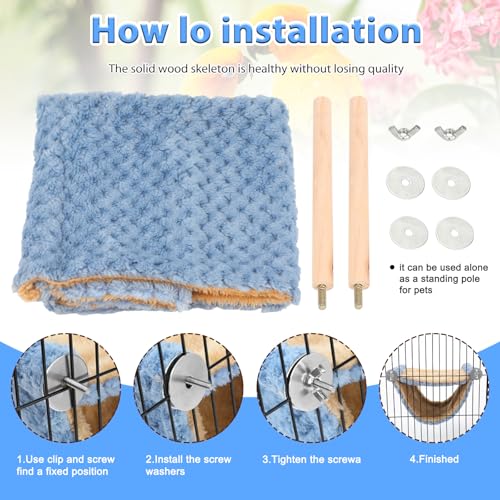 BWOGUE Winter Warm Bird Nest Bed Hanging Hammock Snuggle Hut Parrot House Tent Toy Bird Cage Perch for Parakeet Budgies Cockatiels Lovebird Cockatoo Finch Hamster Chinchilla Guinea Pig - color: Blue, size: Medium (9"x7.2")