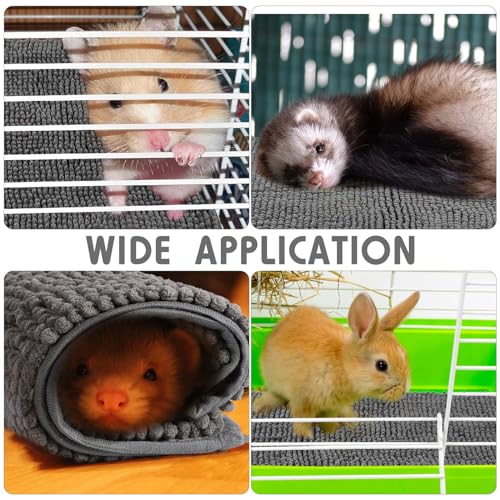 Amylove 4 Pcs Guinea Pig Cage Liner 14 x 28 Inch Washable Chenille Pee Pads Pet Dog Cat Bedding Training Mat Reusable for Small Animals Puppy Bunny Hamster Chinchilla - color: Dark Gray, size: 14 x 28 Inch, style: Low Pile Chenille
