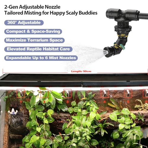 J&A Automatic Reptile Mister Temp Humidity Controller Terrarium Grey Black | New-Gen Misting System with Thermo-Hygrometer, Adjustable Spray Nozzles for Lizards, Chameleons & Snakes Tanks