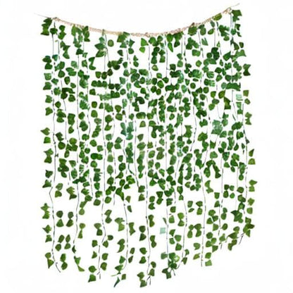 Mkono Hanging Fake Vines for Bedroom Wall Decor Artificial Plant Leaves with Wood Beads Set Indoor Greenery Ivy Garland for Living Room Apartment Christmas Wedding Party Teen Girl Room - size: Medium