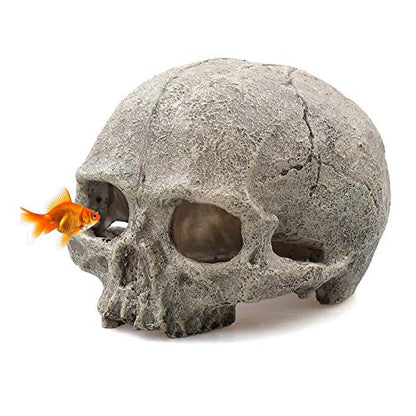 Tfwadmx Aquarium Skull Decor, Resin Fish Tank Decorations Aquarium Shrimp Cave Betta Fish Hiedout Reptile House for Small Fish,Shrimp