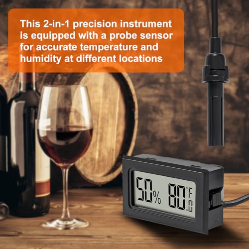 10Pcs Mini Digital Thermometer Hygrometer Gauge with Probe Sensor LCD Display Meter Indoor Temperature Humidity Fahrenheit Meter for Incubator Plant Tank Garden ℉ - size: 10 pcs