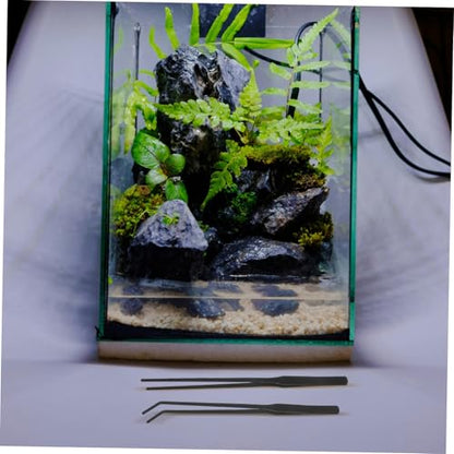 POPETPOP 4pcs Long Aquarium Tweezers Stainless Steel Curved and Straight Tongs Plant Food Tweezers Fish Tank Tools Reptile Feeding