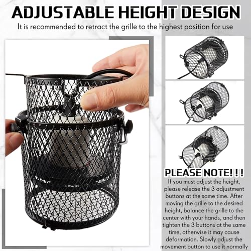 VIHOSE Retractable Reptile Heat Lamp Holder, Ceramic Heat Emitter Lamp-Cage with Adjustable Anti-Scald Mesh Cage Heating Lamp Stand for Pet Amphibian Snake Lizard Frog Chick, Without Bulb(White) - color: White