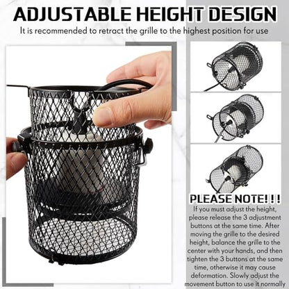 VIHOSE Retractable Reptile Heat Lamp Holder, Ceramic Heat Emitter Lamp-Cage with Adjustable Anti-Scald Mesh Cage Heating Lamp Stand for Pet Amphibian Snake Lizard Frog Chick, Without Bulb(White) - color: White
