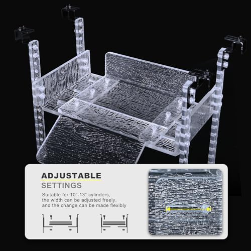 Adjustable Turtle Basking Platform, 10-13" Wide, Slip-Resistant Ramp, Acrylic, Transparent, Ideal for Turtle Tank Accessories - size: M