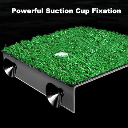 Turtle Basking Platform - 5.9 X 8.7 X 1.3 Inches Tortoise Basking Platform - Simulation Grass Tortoise Ramp with Suction Cup - Turtle Resting Terrace for Reptile, Terrapin, Frog
