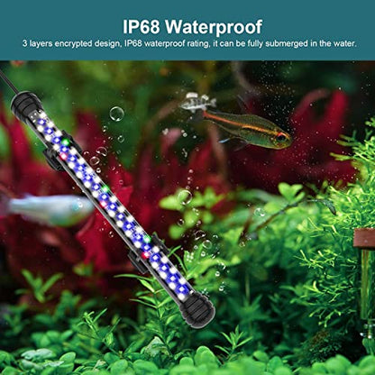 SEAOURA Led Aquarium Light with Timer, Submersible Aquarium Plant Light, Fish Tank Light with Auto On/Off, 3 Lighting Modes, Adjustable Brightness (15 inch for 16-27inch Planted Tank), 9W - size: 15 inch for 16-27inch tank