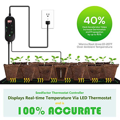 MET Certified Seedling Heat Mat with 50℉~108℉ Digital Thermostat Controller for Seed Germination (10" x 20") - size: 10" X 20" & Thermostat Controller