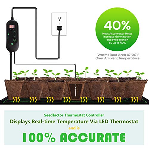 MET Certified Seedling Heat Mat with 50℉~108℉ Digital Thermostat Controller for Seed Germination (20" x 20") - size: 20" X 20" & Thermostat Controller