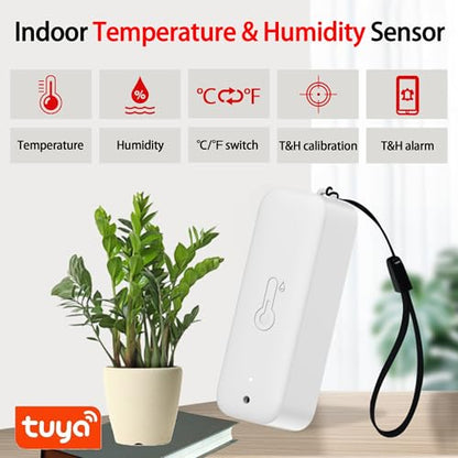 WiFi Hygrometer Thermometer Sensor, Wireless Smart Temperature Humidity Monitor with Remote App Notification Alert, for Home, Greenhouse White (1pack) - color: 1pack
