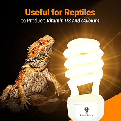 2 Pack 23-Watt Reptile Bulb Desert UVA UVB Light - 10.0 UVB Reptile Light - Compact Florescent Terrarium Bulb Suitable for Desert Reptiles Lizards Bearded Dragons Tortoises CFL UVB Bulb (23 Watt 10.0) - style: UVB 10.0 - 23W
