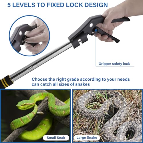 Snake Grabber Tool, 69inch Snake Tongs for Rattlesnake Reptile Tongs Long Reach Grabber Heavy Duty and Made of Stainless Steel Tube Sponge Handle (69inch (Black)) - size: 69inch (black)