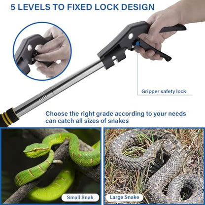 Snake Grabber Tool, 55inch Snake Tongs for Rattlesnake Reptile Tongs Long Catcher Reach Grabber Heavy Duty and Made of Stainless Steel Tube Sponge Handle (55inch (black)) - size: 55inch (black)