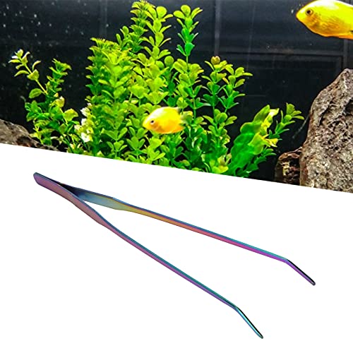 Aquarium Tweezers,27cm Long Multipurpose Tongs Stainless Steel Fish Long Tweezers Planted Tongs Feeding Tools for Kitchen Reptiles (27cm bent clip) - size: 27cm bent clip