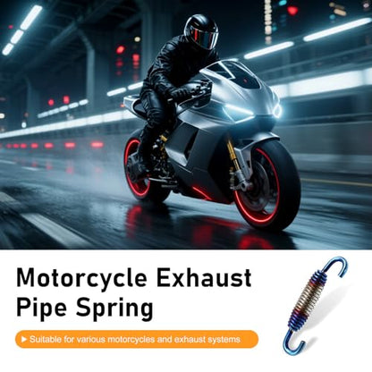 2 PCS Motorcycle Exhaust Muffler Springs, 40 mm-60 mm Retractable Range Exhaust Pipe Spring, Stainless Steel Muffler Hook, Retrofit Part for Most Motorcycles Scooters ATVs (Blue) - color: Blue