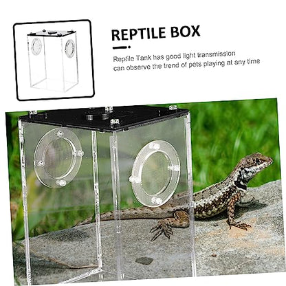 Transparent Acrylic Reptile Box with Ventilation Pet Tank for Lizards Snakes Turtles and Small Animals Escape Resistant Habitat for Home Breeding and Observation