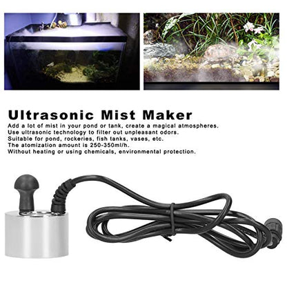 Ultrasonic Mist Maker, 24V Fog Maker Reptile Fogger Pond Fogger Aquarium Fogger Terrarium Humidifier Terrarium Fogger for Rockeries Fish Tank